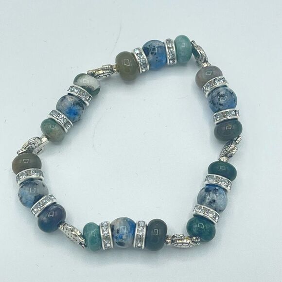 Sea Turtle India agate K2 beaded stretch bracelet ONE NEW crystal reiki yoga med - Picture 4 of 7
